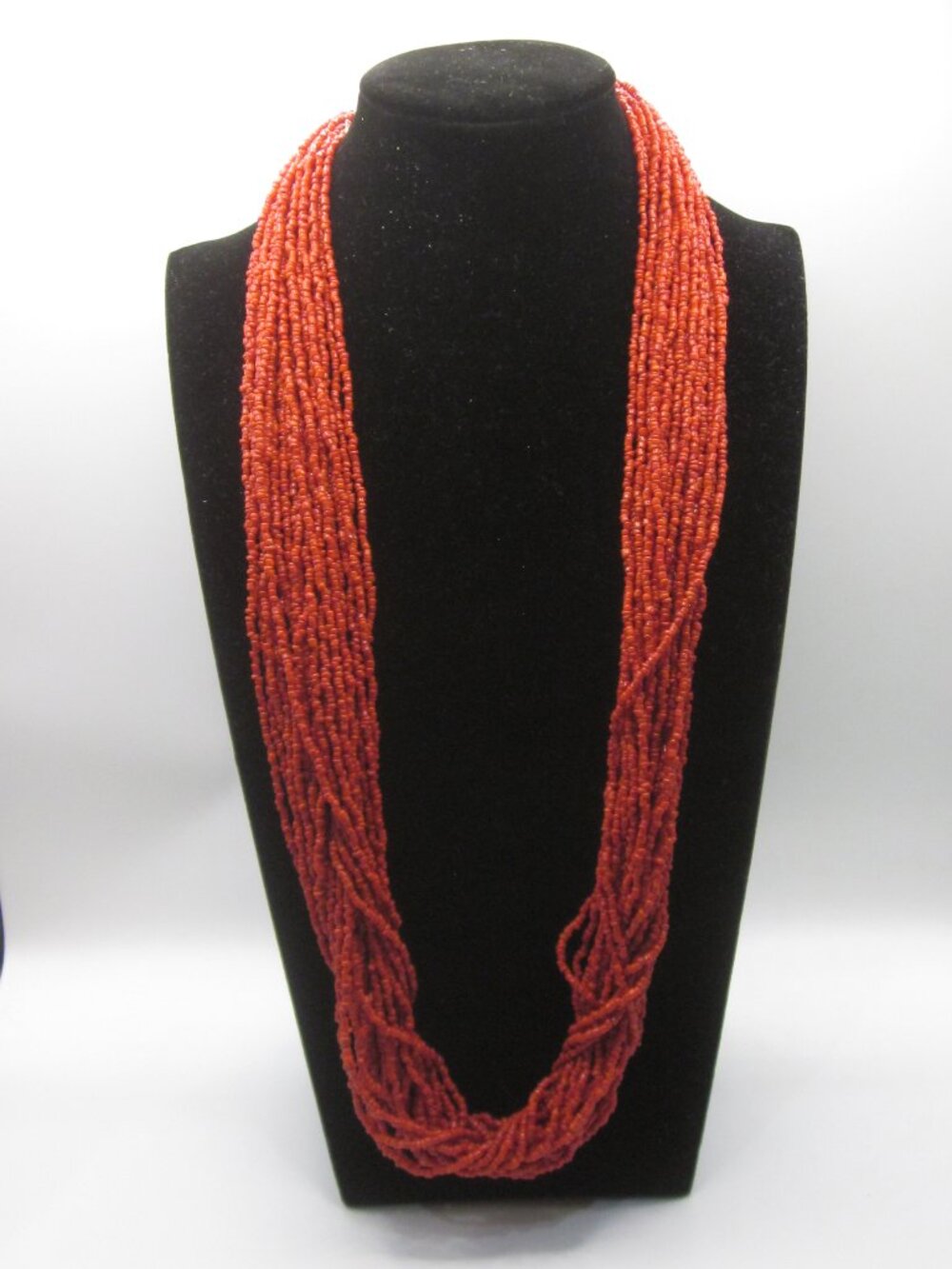 Rusty Red Seed Bead Necklace Long